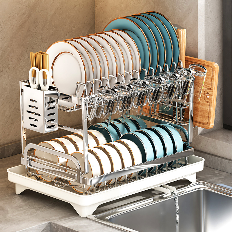 GSlife 2/3 Tiers Dish Drying Rack Stainless Steel Kitchen Organizer ...