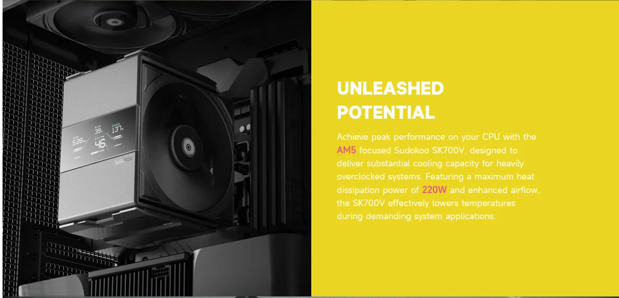 PINKLEHUB | SUDOKOO SK700V AM5 Digital Air Cooler with Digital Display ...