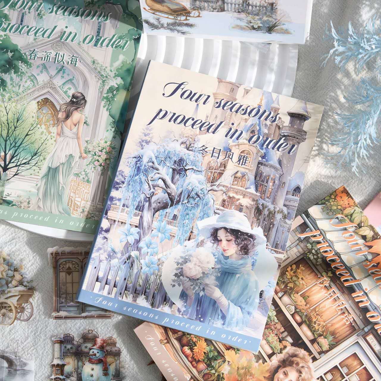 20 Pages no-repeat Vintage Stickers Book DIY Scrapbooking Supplies Ins ...