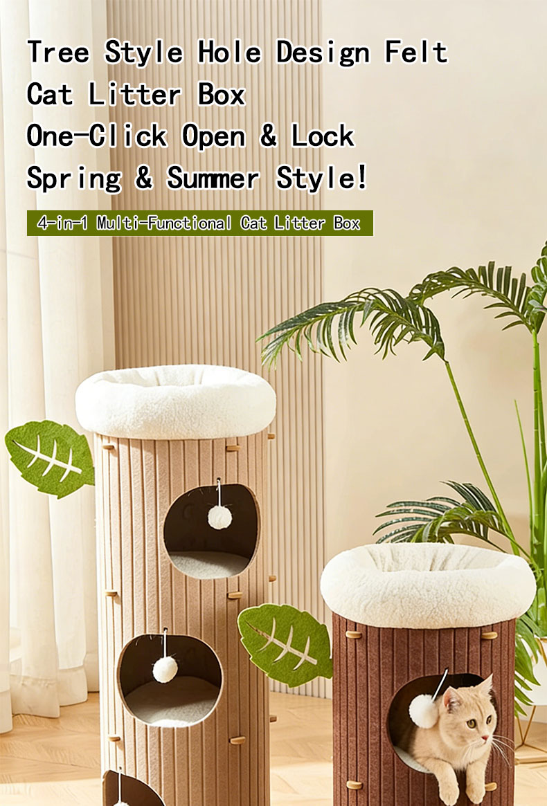 PG Felt Cat Tree House Condo Stackable Cat Nest Tunnel Scratch-Proof ...