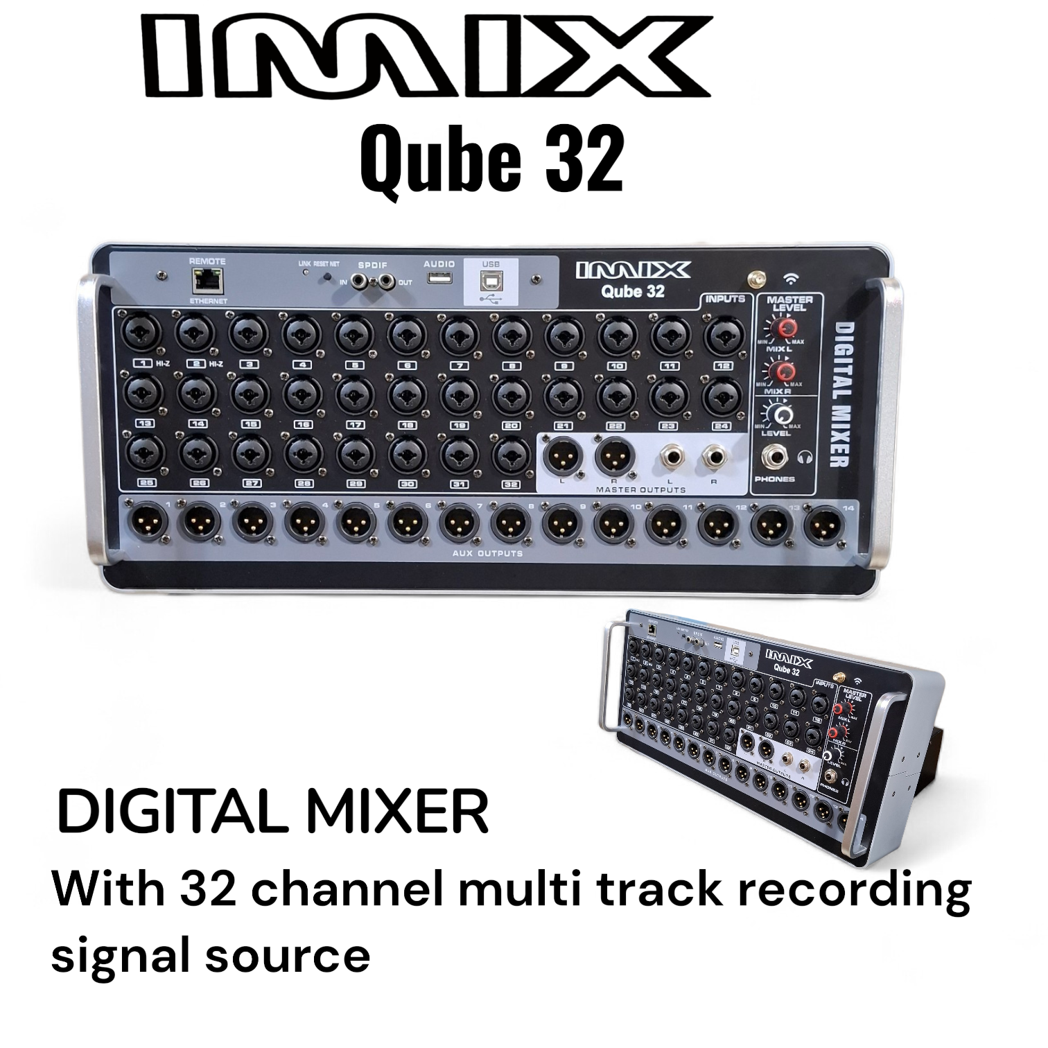 IMIX QUBE-32 channel digital mixer with multi track record dual FX 8 ...