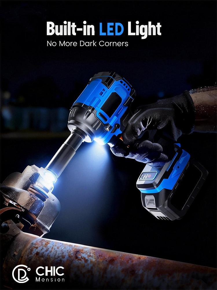 CHIC Impact Wrench Cordless Brushless Electric Wrench Heavy Duty ...