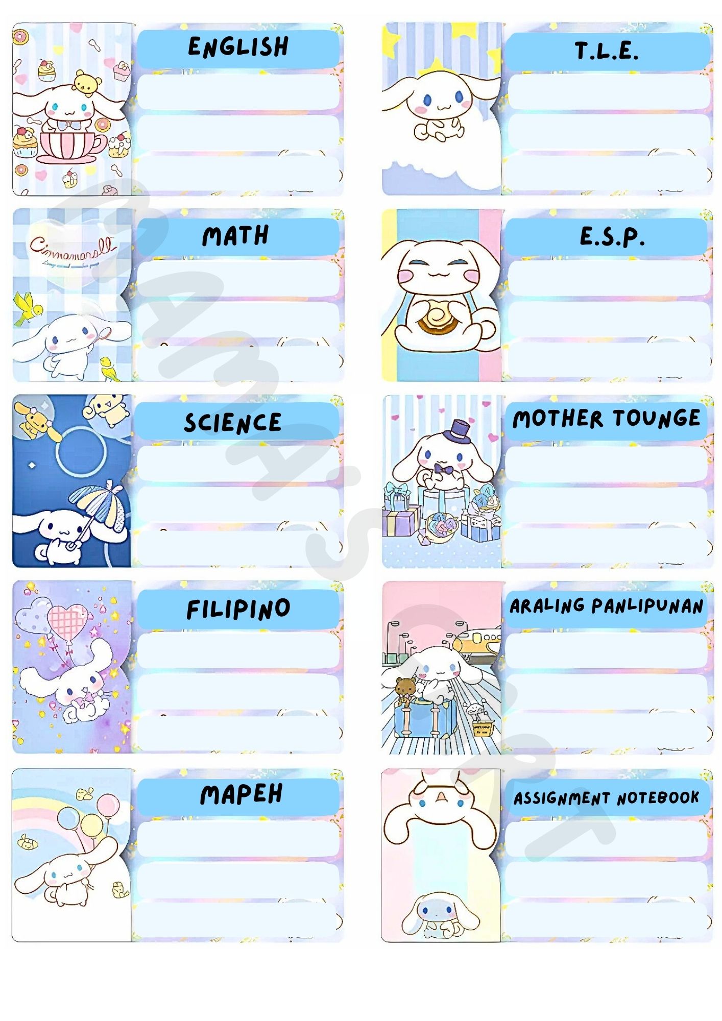 SUBJECT LABEL STICKER SET FOR NOTEBOOKS – VIVID COLOR AND GLOSSY ...