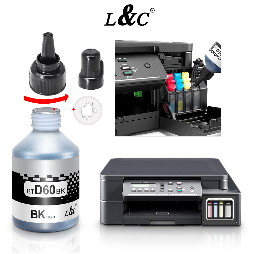 L&C Ink BTD60 108ML BT5000 CMY 50ML Ink For Printer DCP-T720DW DCP-J100 ...