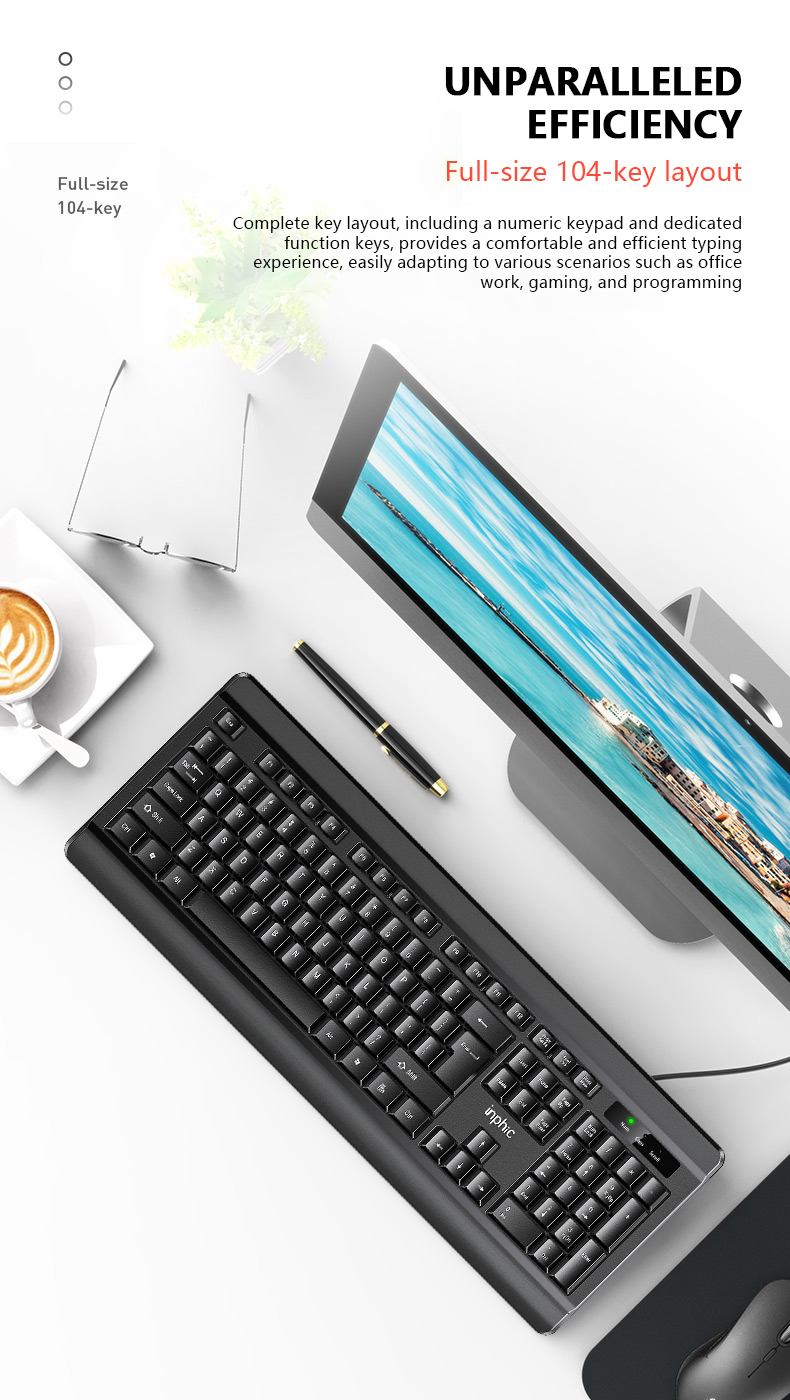 inphic V580 Business Wired Keyboard Quiet Comfortable Waterproof and ...