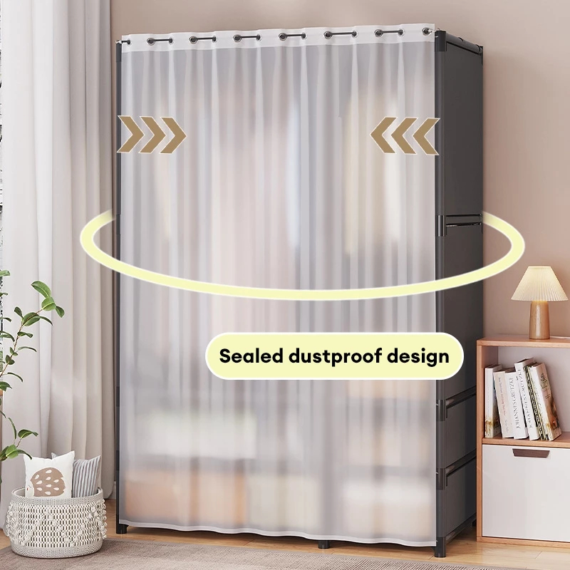Clothes Organizer Closet Wardrobe Storage Cabinet with Curtain Drawer ...