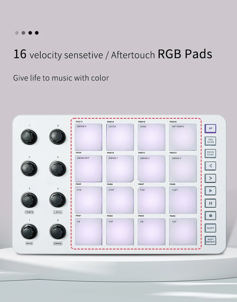 M-VAVE SMC-PAD Wireless MIDI Controller Suitable Percussion Keyboard ...