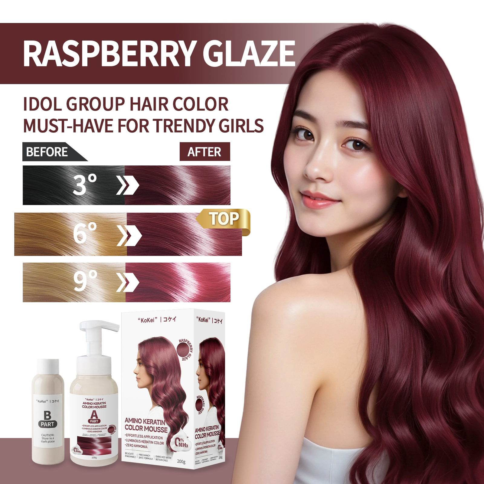 KoKei Bubble Hair Color Permanent Non-irritating Plant-based Hair Dye ...