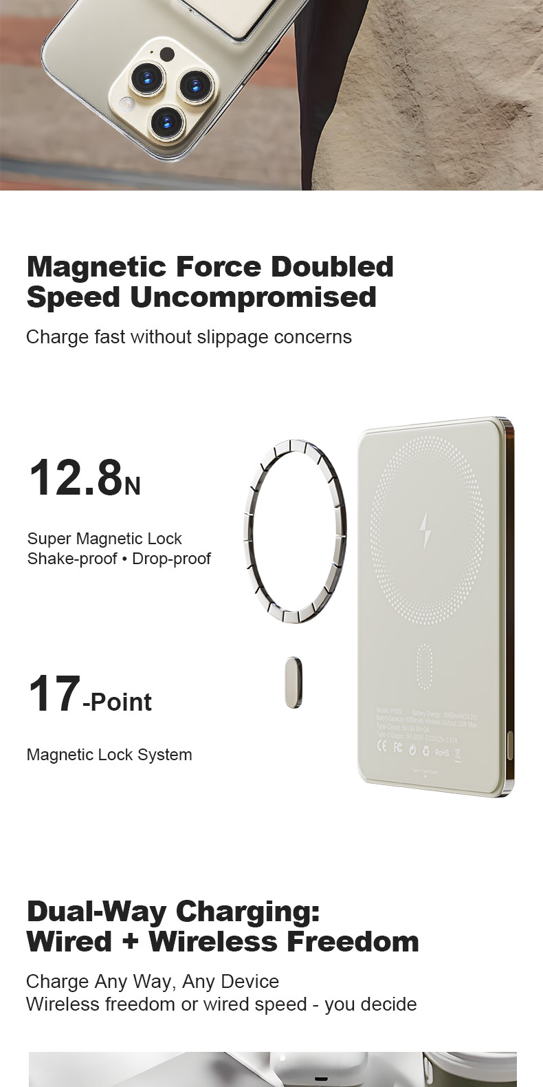 Handin 12000mAh Mini Ultrathin Magnetic Powerbank 22.5W Fast Charging ...