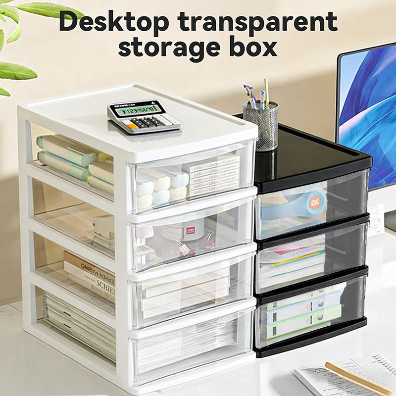 2/3/4 Layers Office Desktop Drawer Storage Box Dustproof Home Cosmetic ...