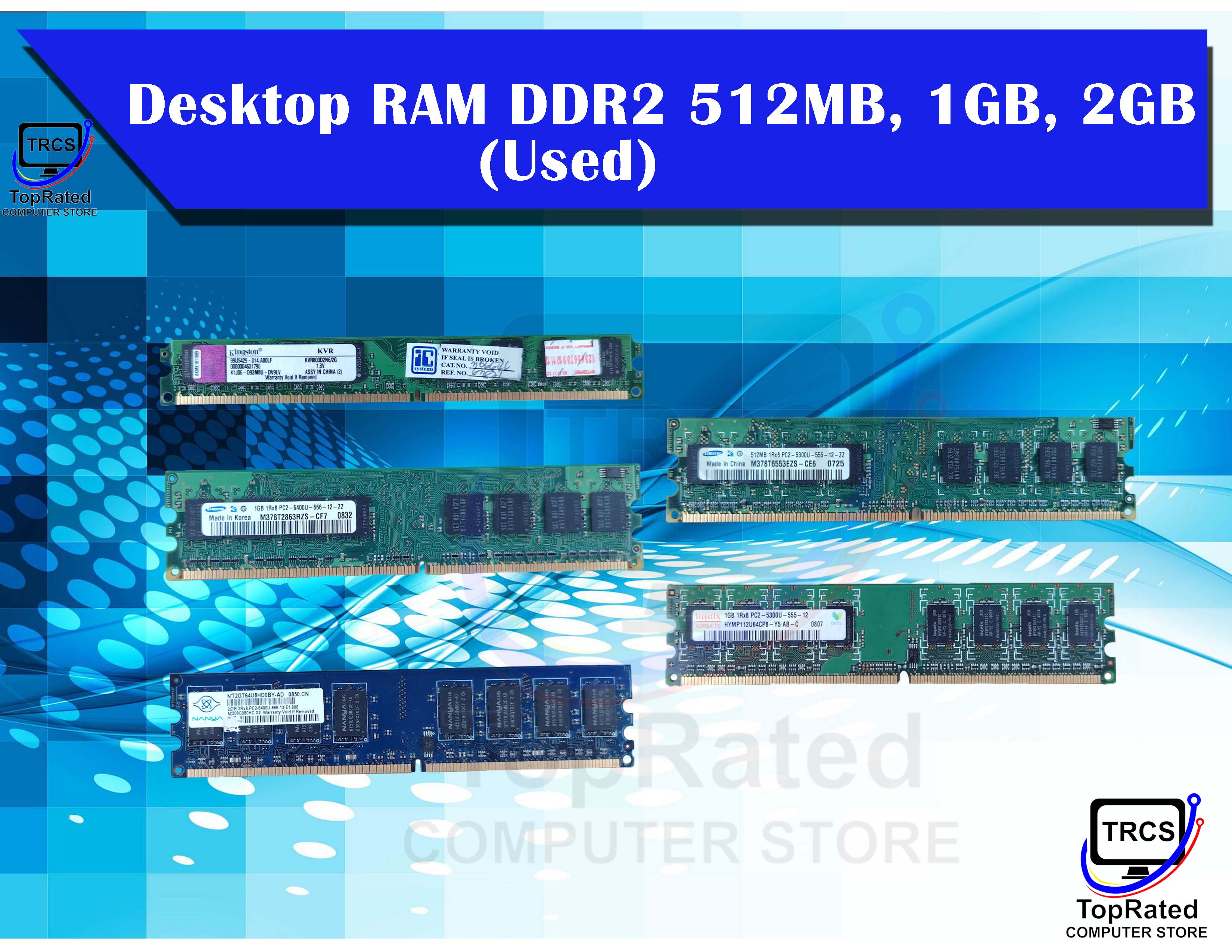 Desktop RAM DDR2 512MB, 1GB, 2GB RAM (Used) | Shopee Philippines