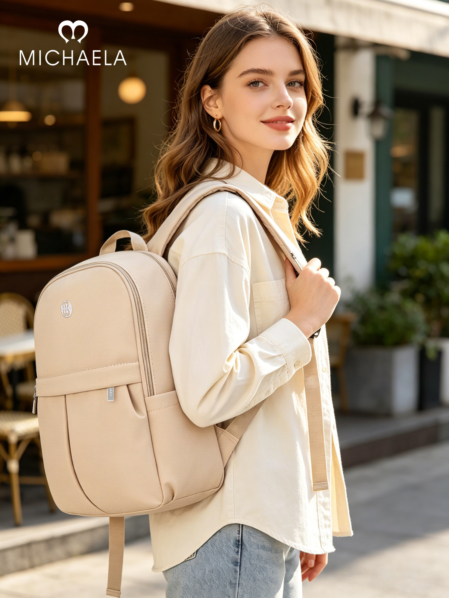 MICHAELA Minimalist Roomy Backpack Lightweight Laptop Bag Fits 13-Inch ...