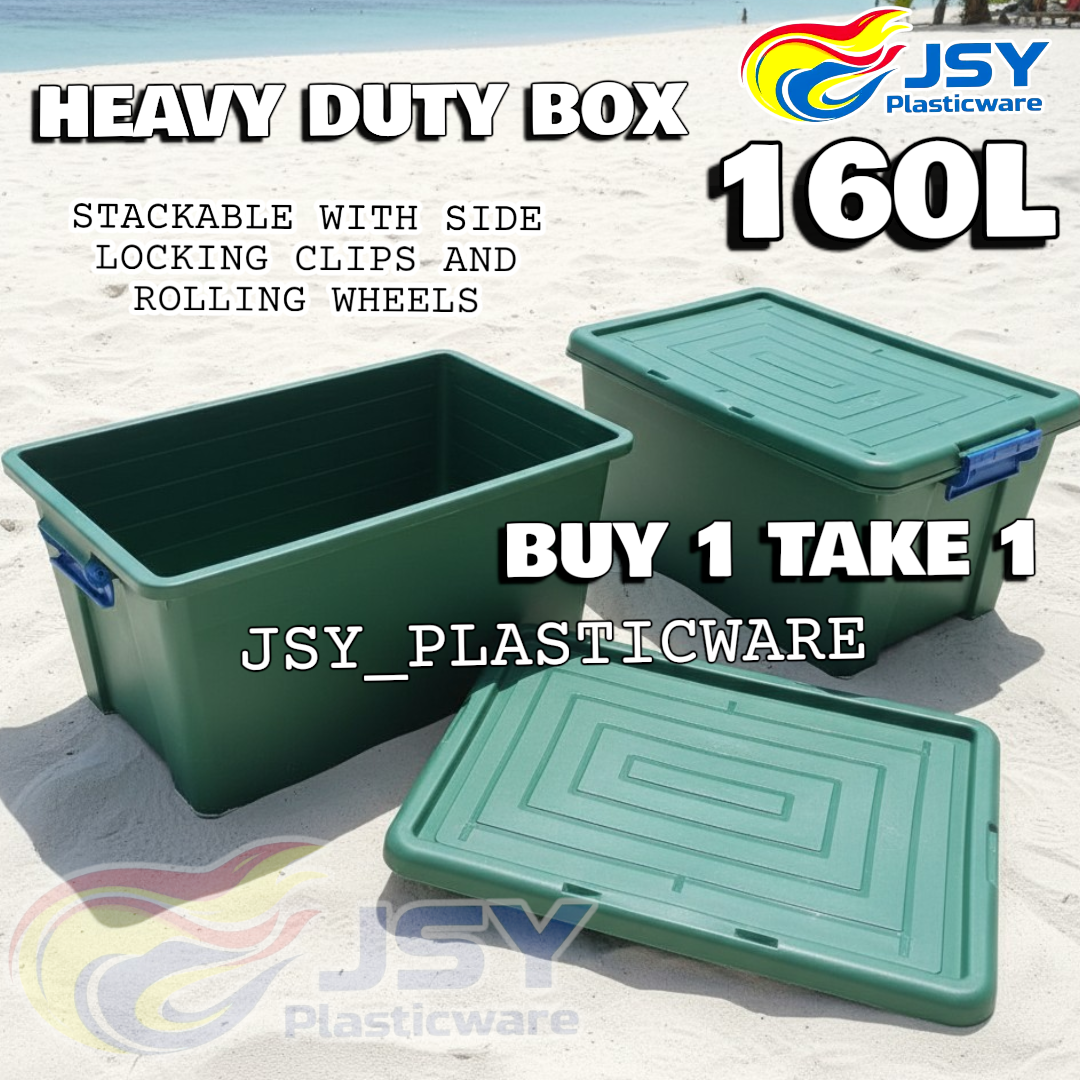BUY 1 TAKE 1 (160L, 90L, 65L) HEAVY DUTY BLACK STORAGE BOX WITH WHEELS ...