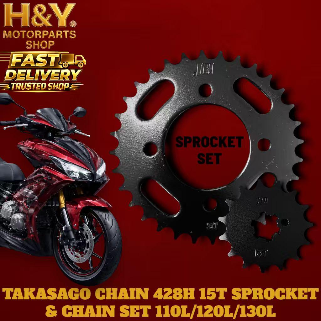 H&Y TAKASAGO CHAIN 428H-15T JH Sprocket Chain Set TMX155/XRM/HD3/BC175 ...
