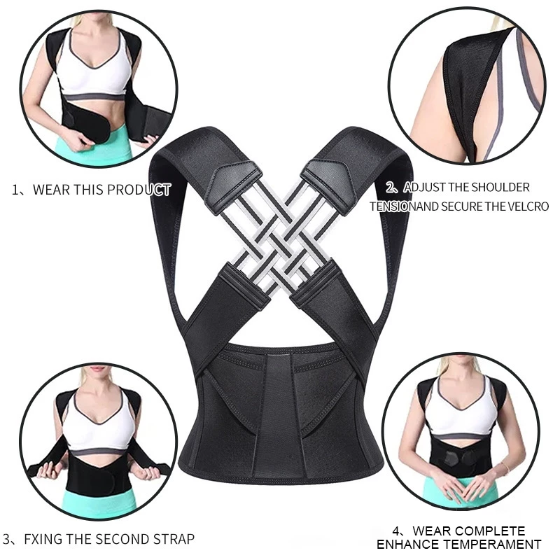 Back Posture Corrector Adjustable Open Shoulder Anti-camel Correction ...