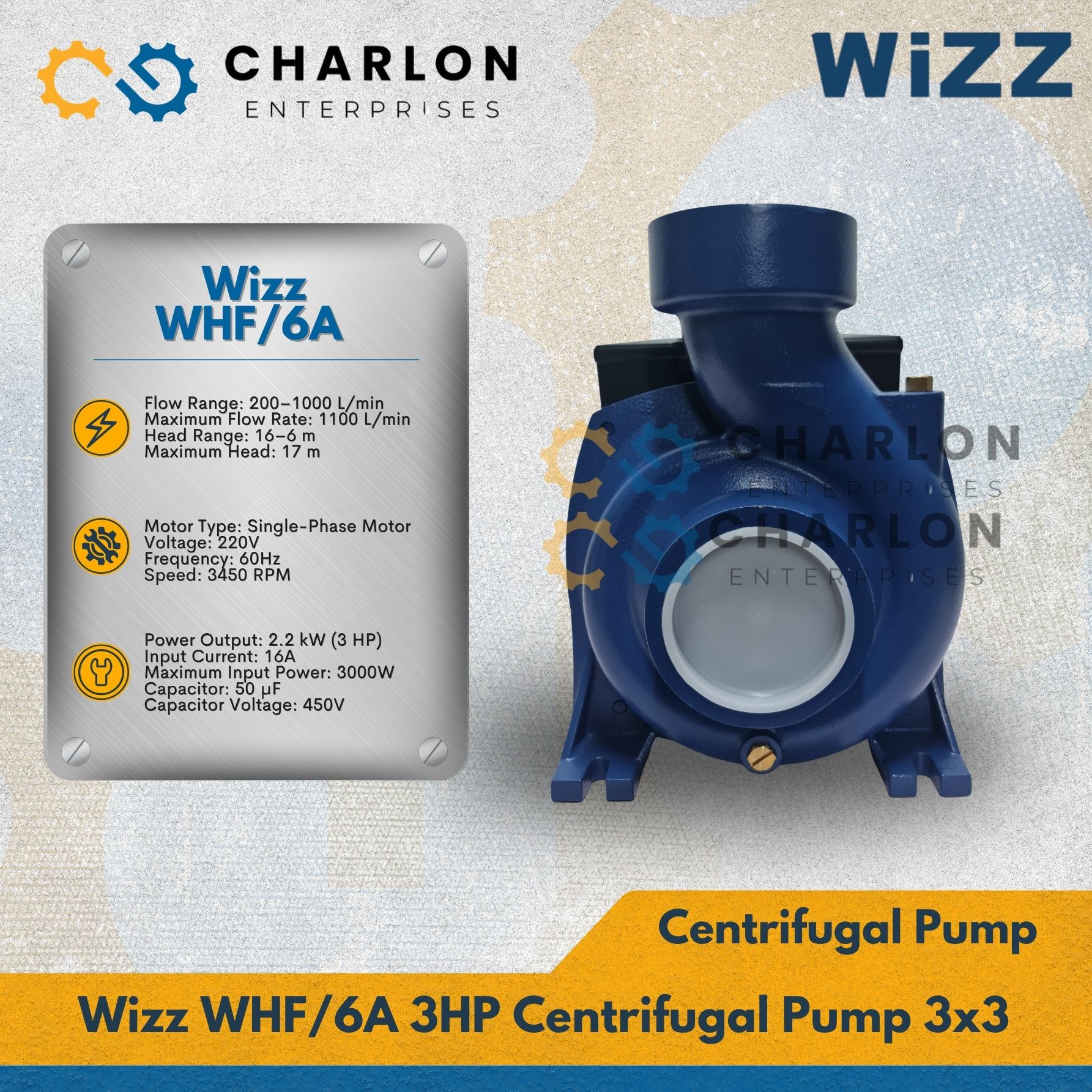 Wizz C-WZ-WHF/6A 3HP Centrifugal Pump 3x3 | Shopee Philippines