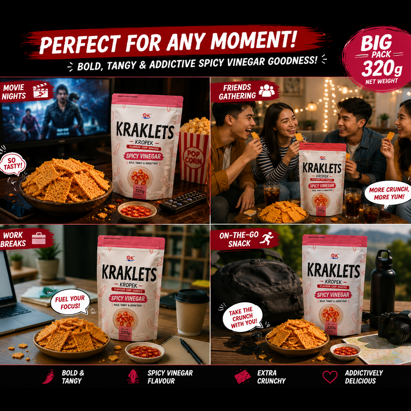 OK Kraklets Kropek 320g Flavour chip snacks | Shopee Philippines