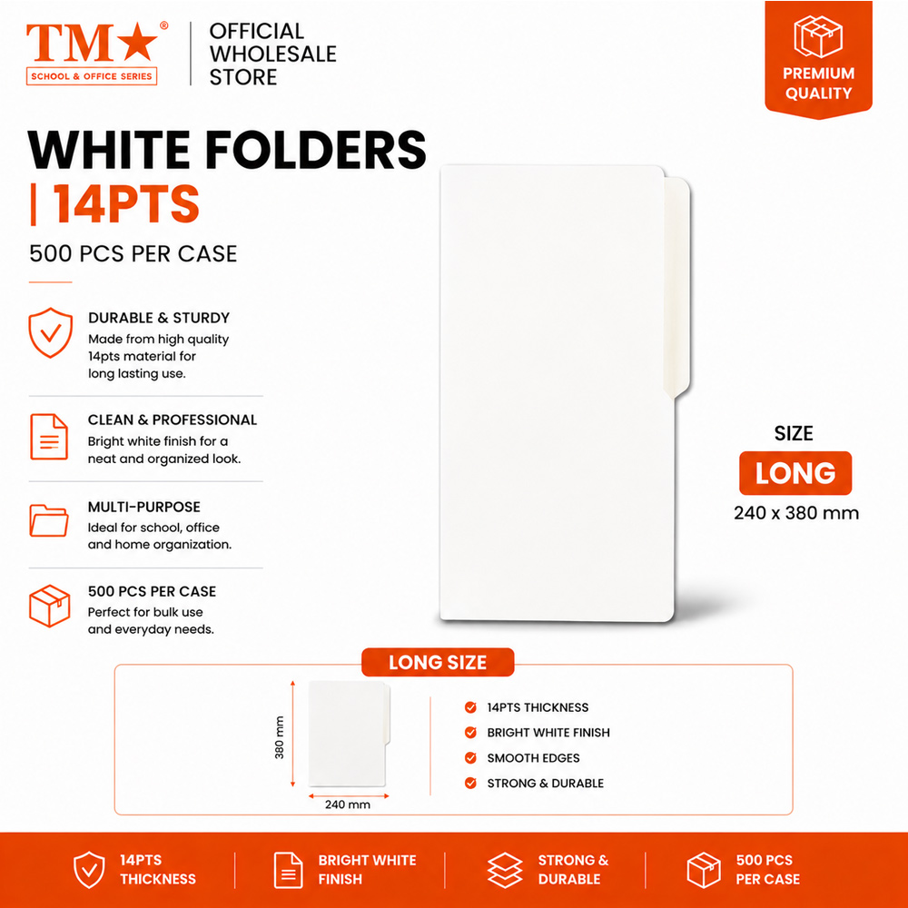 TM | 500 pcs Folder White 14 pts School and Office Essential | Shopee ...
