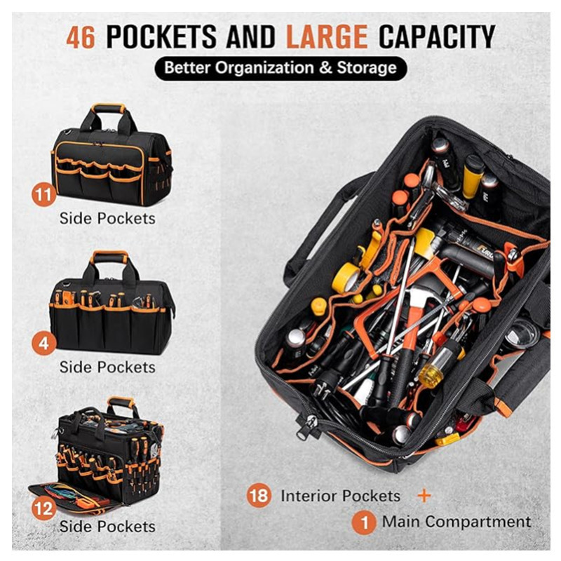 Tool Bag Oxford Waterproof Large Pocket Hardware Tools Carry Organizer ...