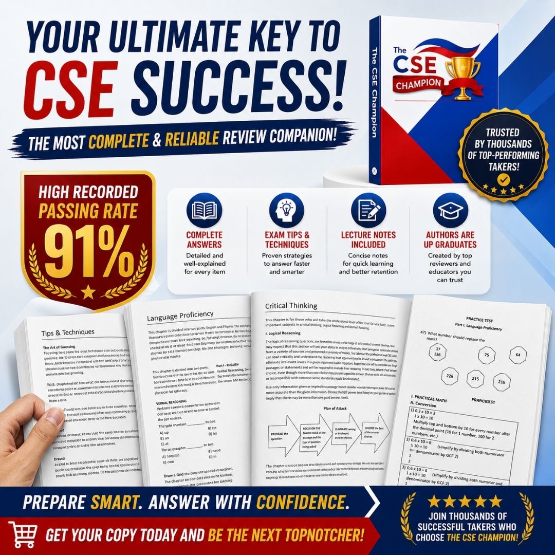 CSE Champion Civil Service Exam Reviewer Prep Kit - Comprehensive CSE ...