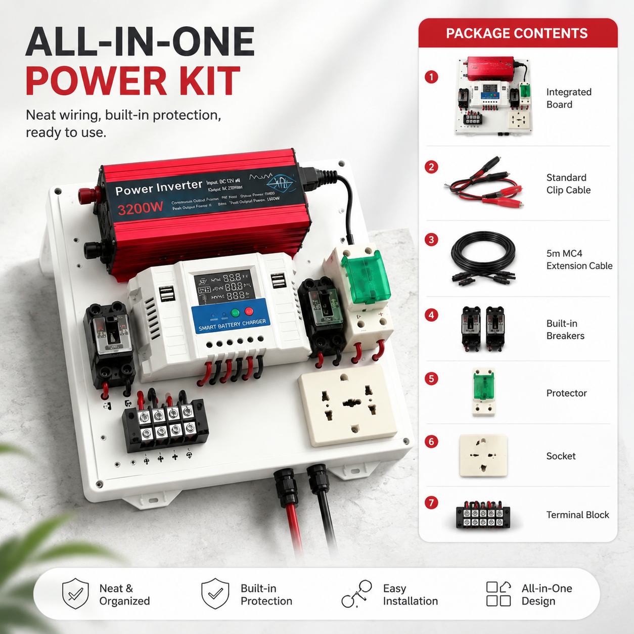 3200W Solar Inverter Kit 12V to 220V Pure Sine Wave w/ PWM LCD USB ...