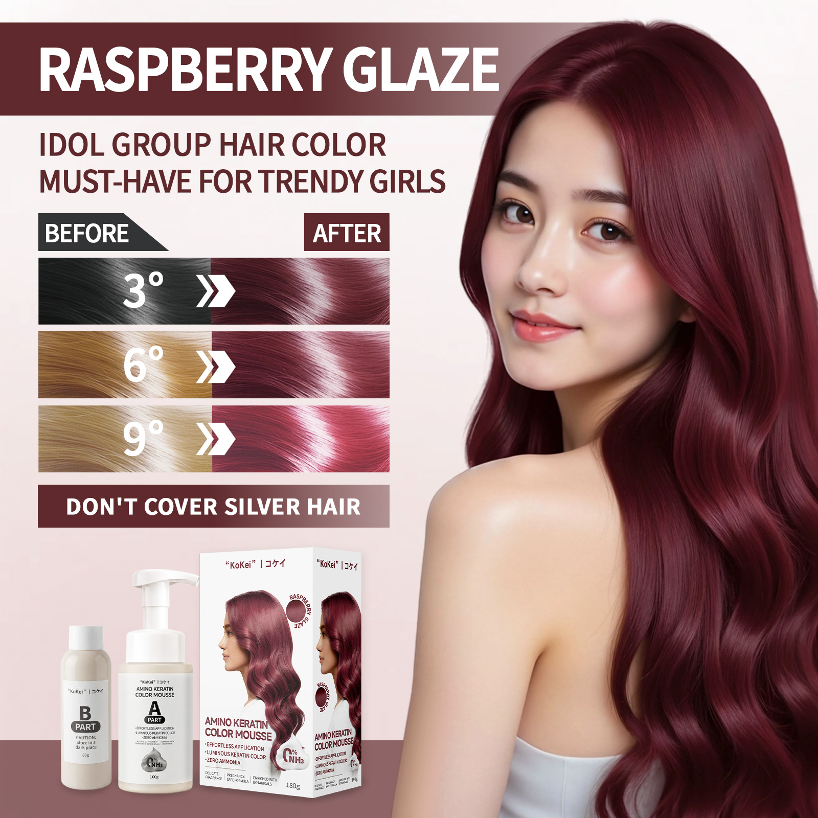 KoKei Bubble Hair Color Keratin Repair Herbal Hair Dye Permanent Non ...