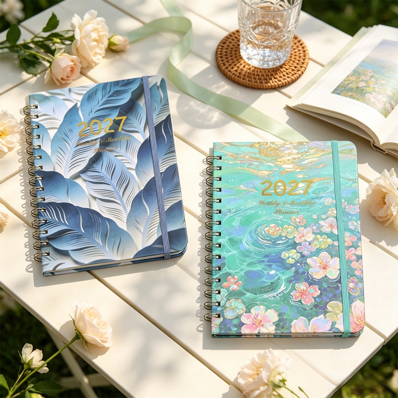 2027 Planner Plant flowers HardCover Weekly Monthly A5 Notebook 100gsm ...