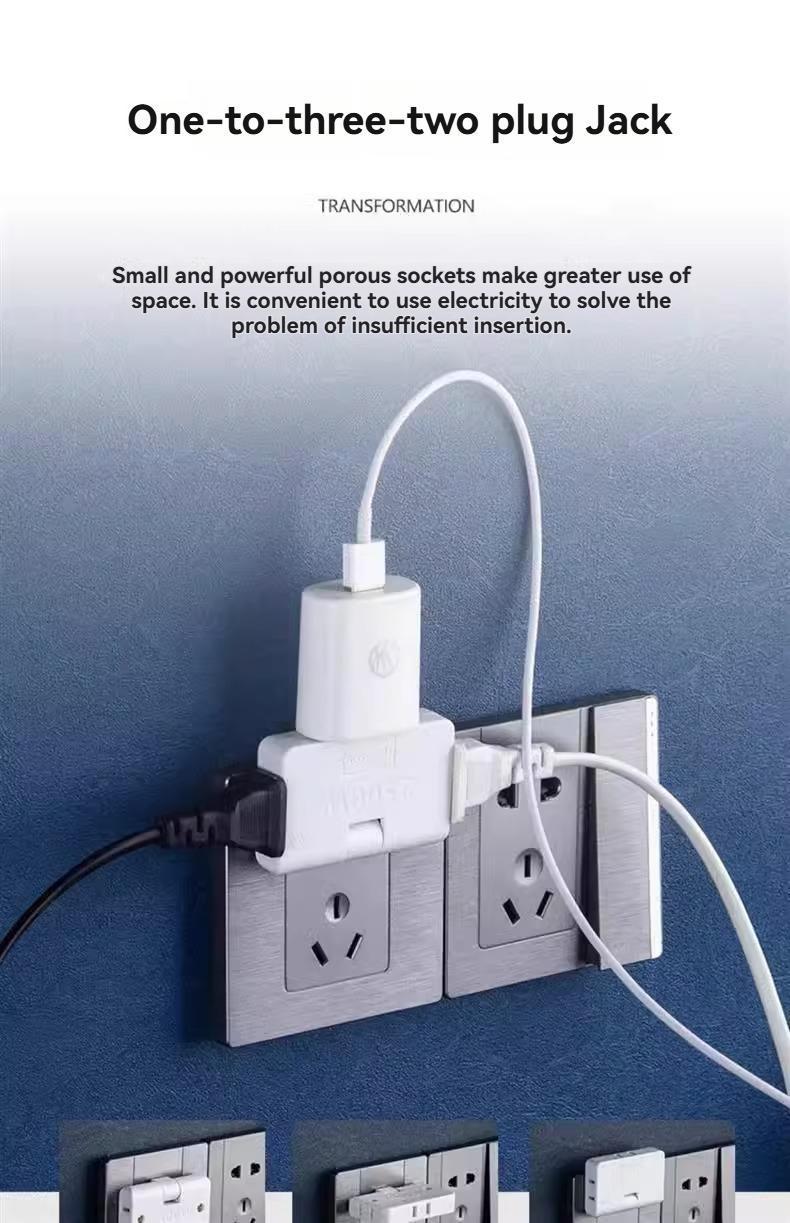2500W New Rotatable Socket Converter One In Three 180 Degree Extension ...