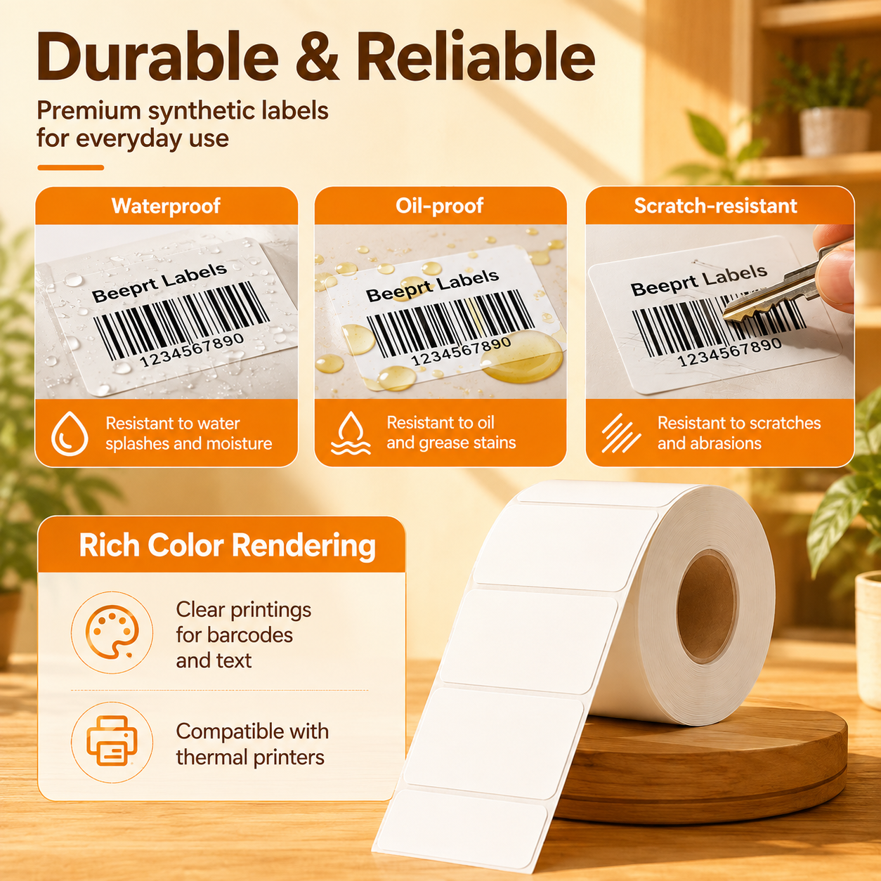 Waterproof Synthetic Thermal Label Stickers Removable Thermal Label ...