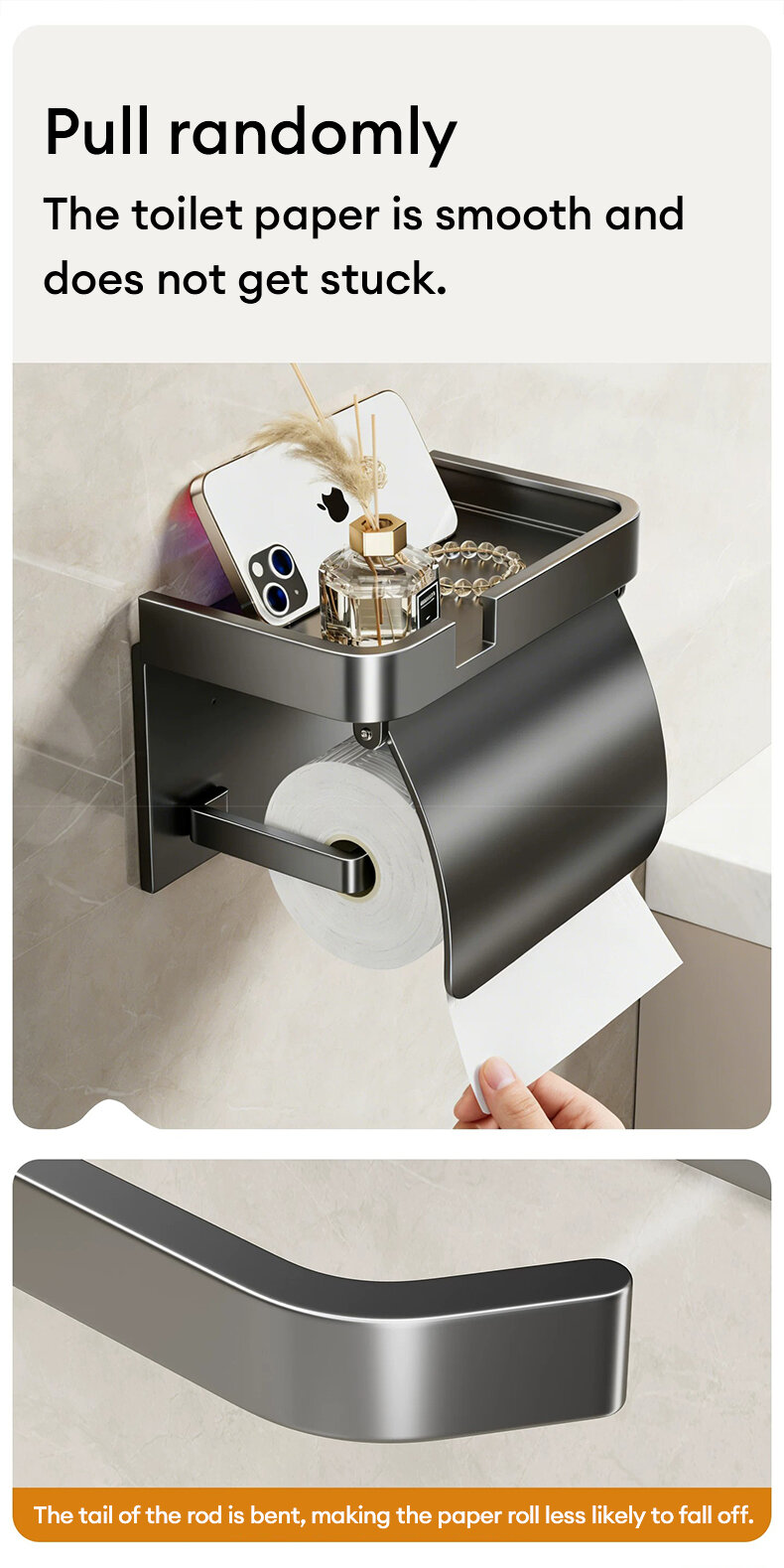Tissue Holder Bathroom with Cover Toilet Paper Roll Holder Phone Holder ...