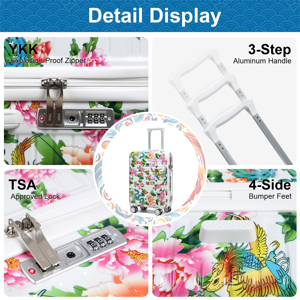 Sea Choice 14+20/24/28In Hard Suitcase Set Lightweight PC Luggage w ...