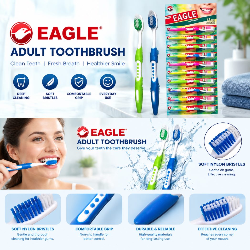 Toothbrush Medium Soft Dental Cleaner Elastic Gum Care Adult & Kids ...