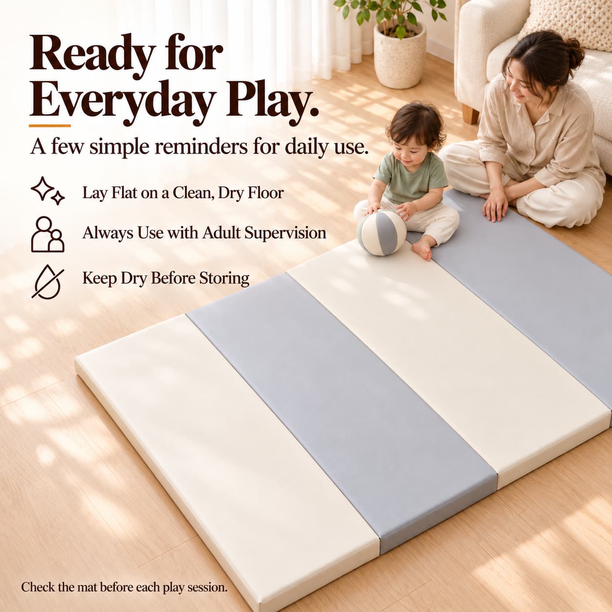 【PlayPark】Foldable Baby Play Mat 4cm Thick Waterproof Crawling Mat ...