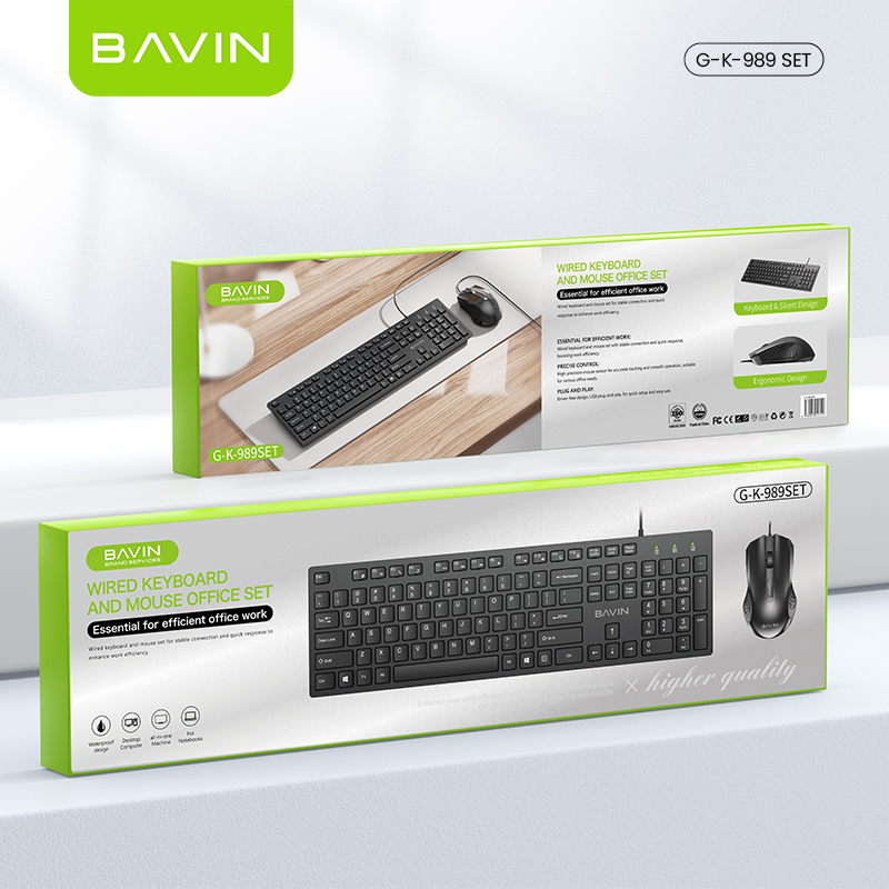 BAVIN K989 Wired Keyboard & Mouse Set Extra Durable & Splashproof ...