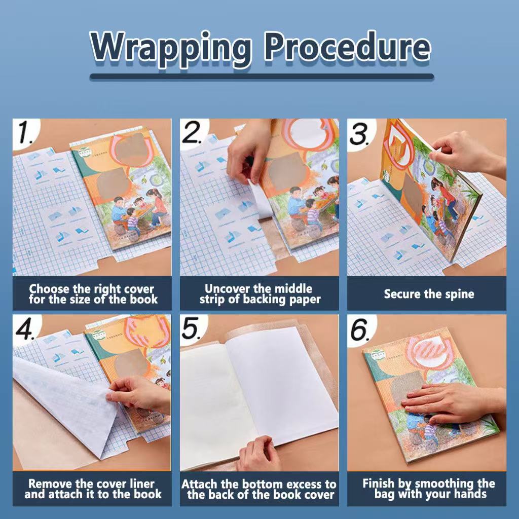 10 sheets Self-adhesive Book Wrapper transparent self-adhesive ...