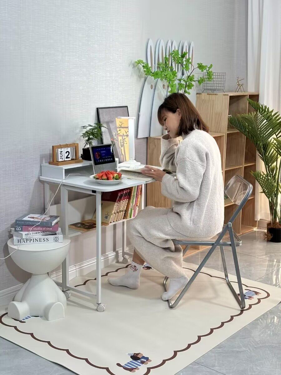Folding Study table Removable Computer Table 2Layer With Wheels ...