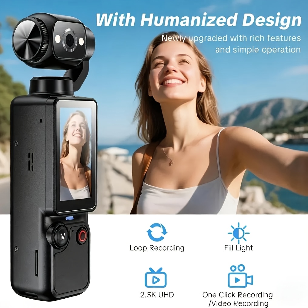 4K Video Camera 48MP Autofocus 180 ° Rotating Lens Dual Fill Light ...
