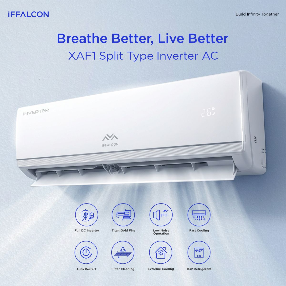 【TCL Shop】IFFALCON Split Type DC Inverter Air Conditioner, Fast Cooling ...