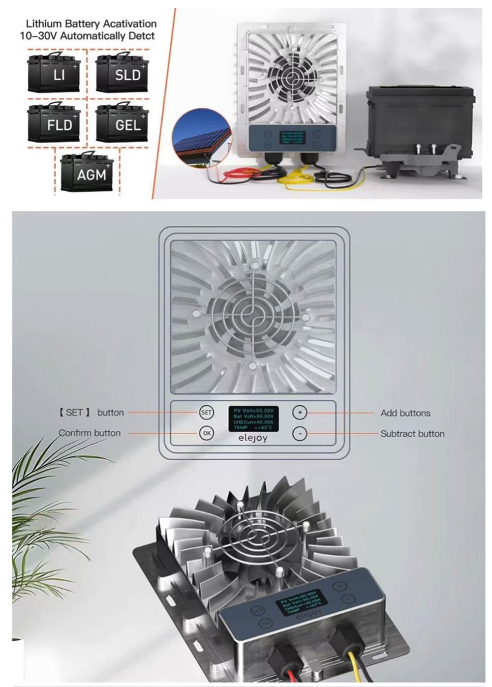 ELEJOY MPPT Step Down Up Solar Controller - Real Time Tracking, High ...