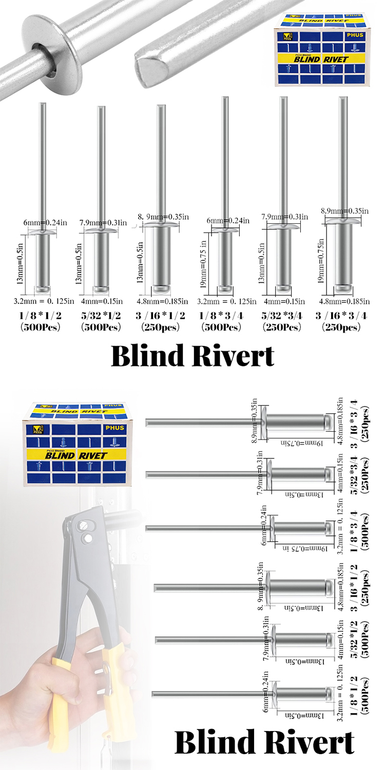 COD PER BOX-- PLCUS Blind Rivets Aluminum High Quality (1/8