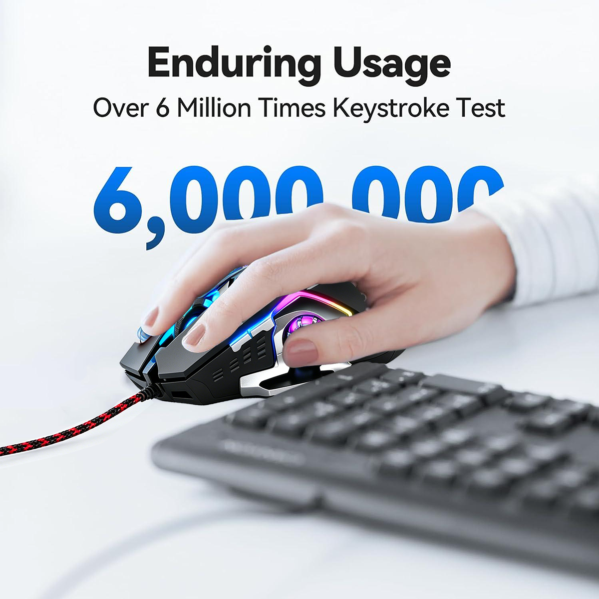 MKEPS Mouse Wired Gaming Mouse With RGB For PC & Laptop 4DPI Adjustment ...
