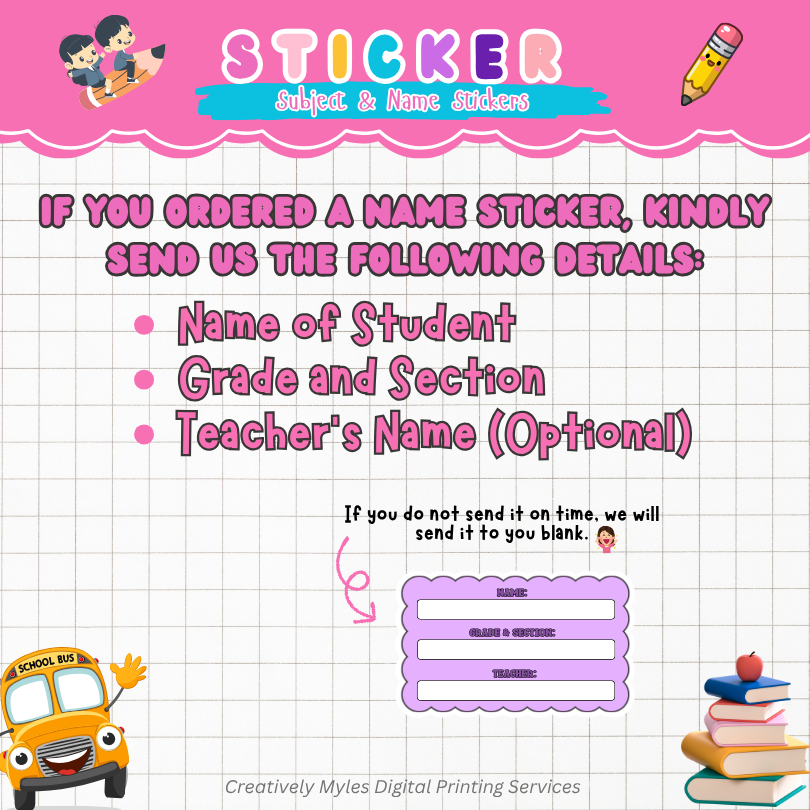 CUSTOMIZED SUBJECT AND NAME STICKERS FOR NOTEBOOKS | BACK TO SCHOOL ...