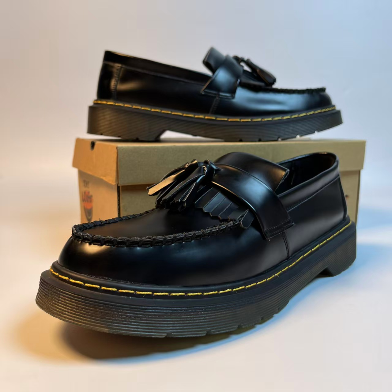 KMY new arrived black Tassel loafers student leather shoes slip on men ...