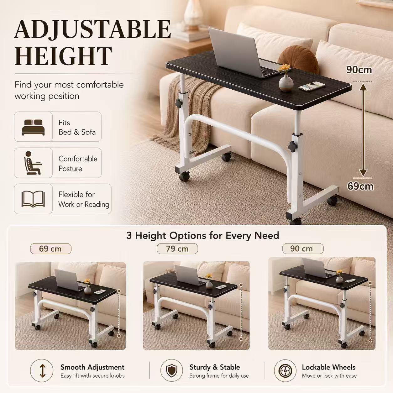 ⚡️COD⚡️Adjustable Table Laptop Table Study Table Standing Bed Side ...