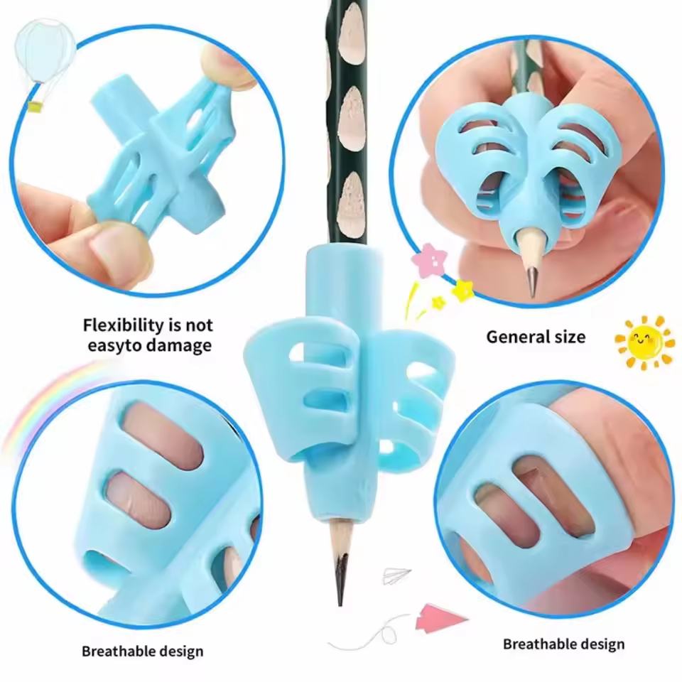 6PCS Children Writing Pencil Pan Holder Kids Learning Practise Silicone ...
