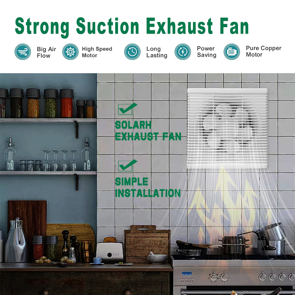 Solar Exhaust Fan with battery 6/12 inch Strong Wind Exhaust Fan ...
