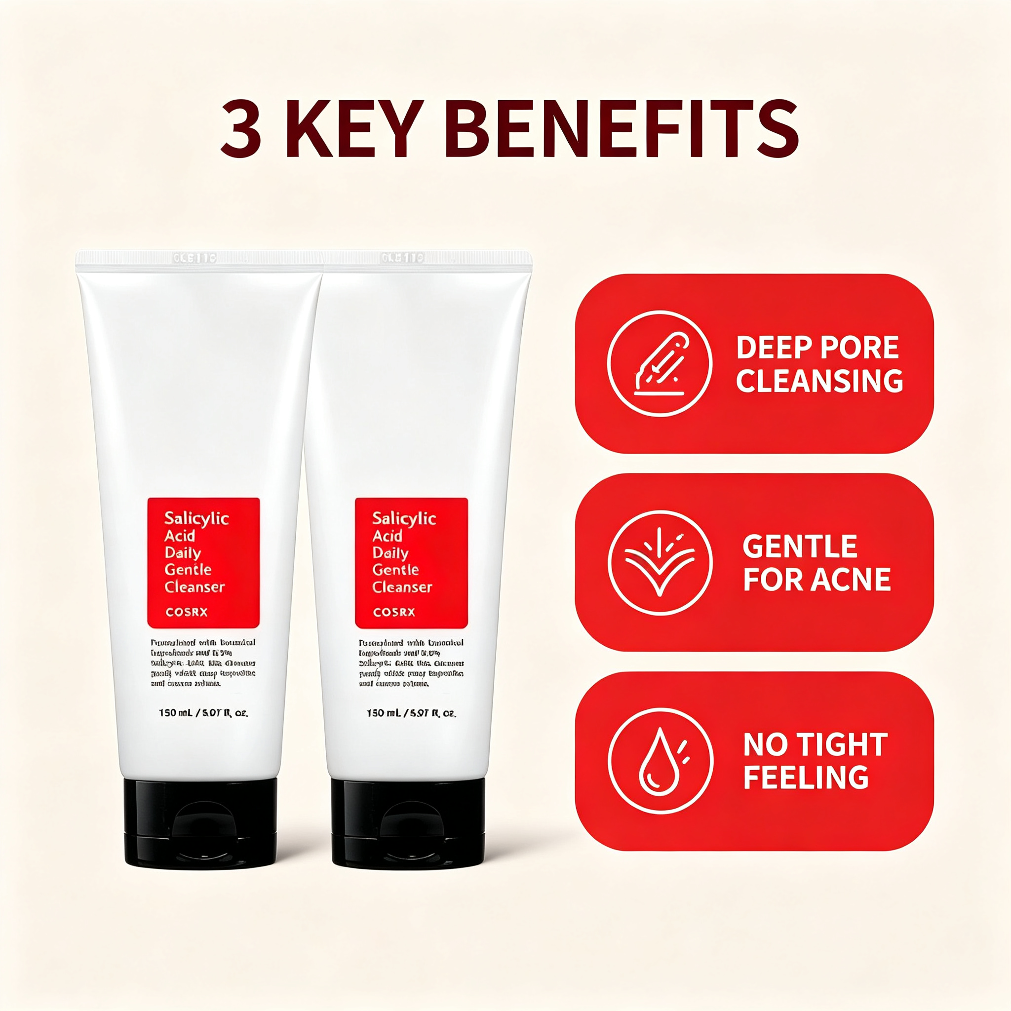 Salicylic Acid Gentle Face Cleanser 50ml Daily Facial Cleansing Skin ...