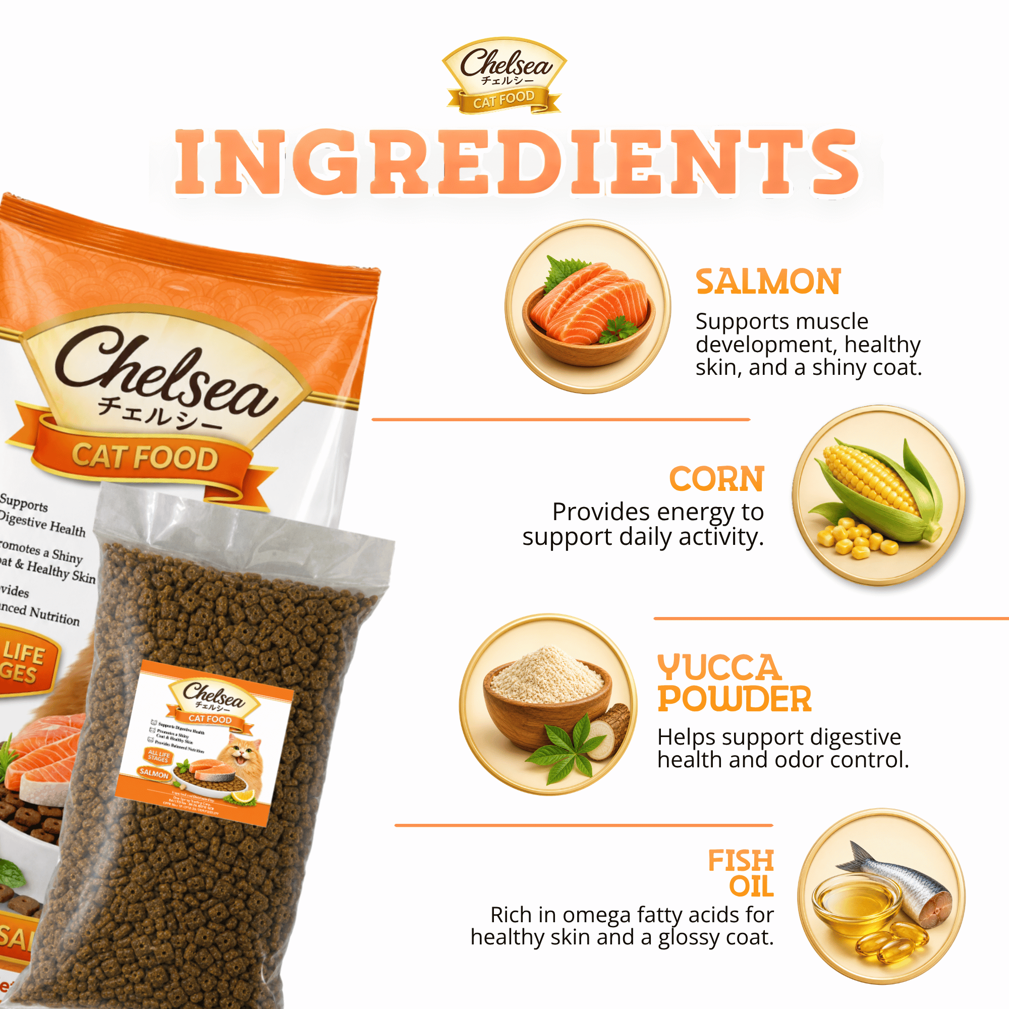 LKJ - Chelsea Cat Food for ALL LIFE STAGES (Salmon Flavor) 500g ...