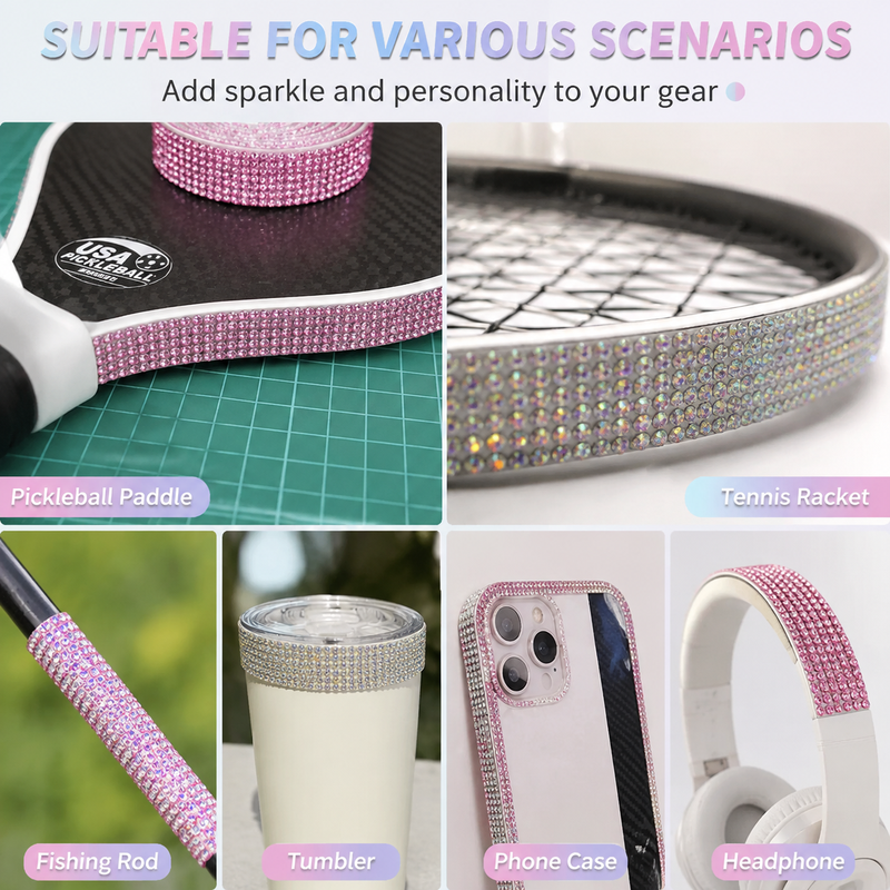 Pickleball Paddle Edge Guard Tape Sparkly Bedazzled Rhinestone ...