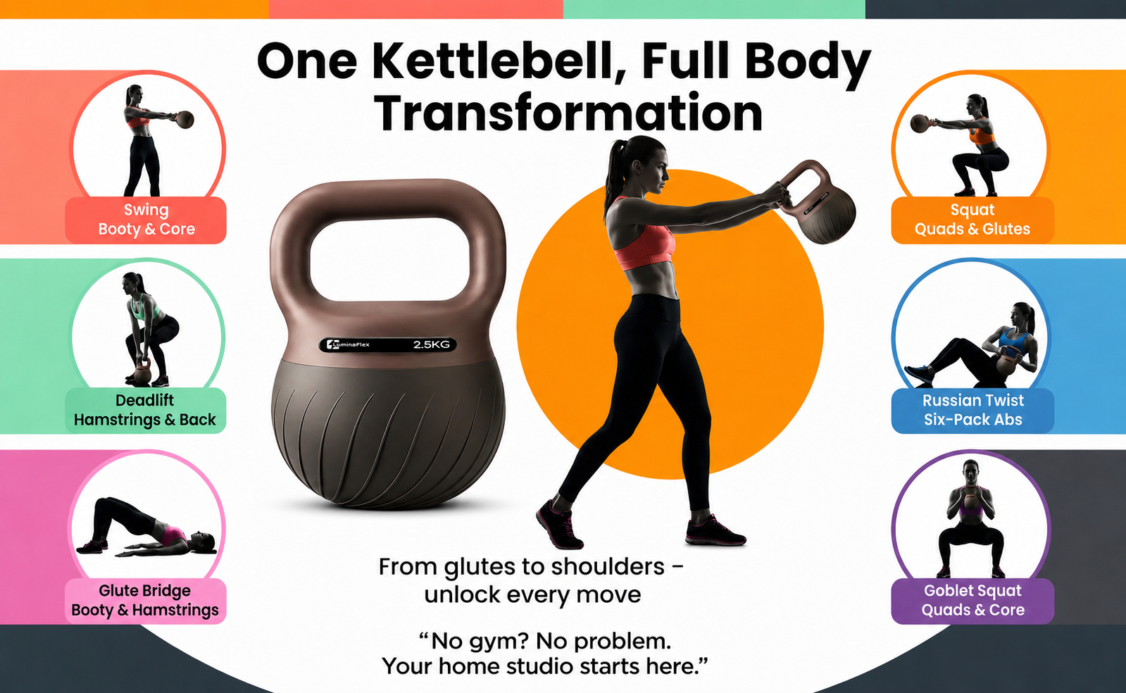 LuminaFlex Soft Kettlebell 4/6/8KG Luxury Non-slip Exercise/Gym/Workout ...